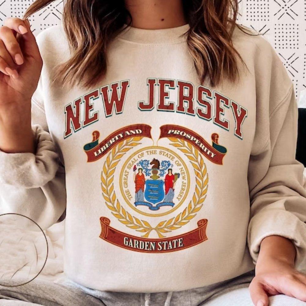 New Jersey Sweatshirt, Garden State Crewneck Pullover Sweatshirt